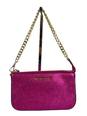 Michael Kors NWT Fuchsia Glitter Metallic Chain small Shoulder Clutch